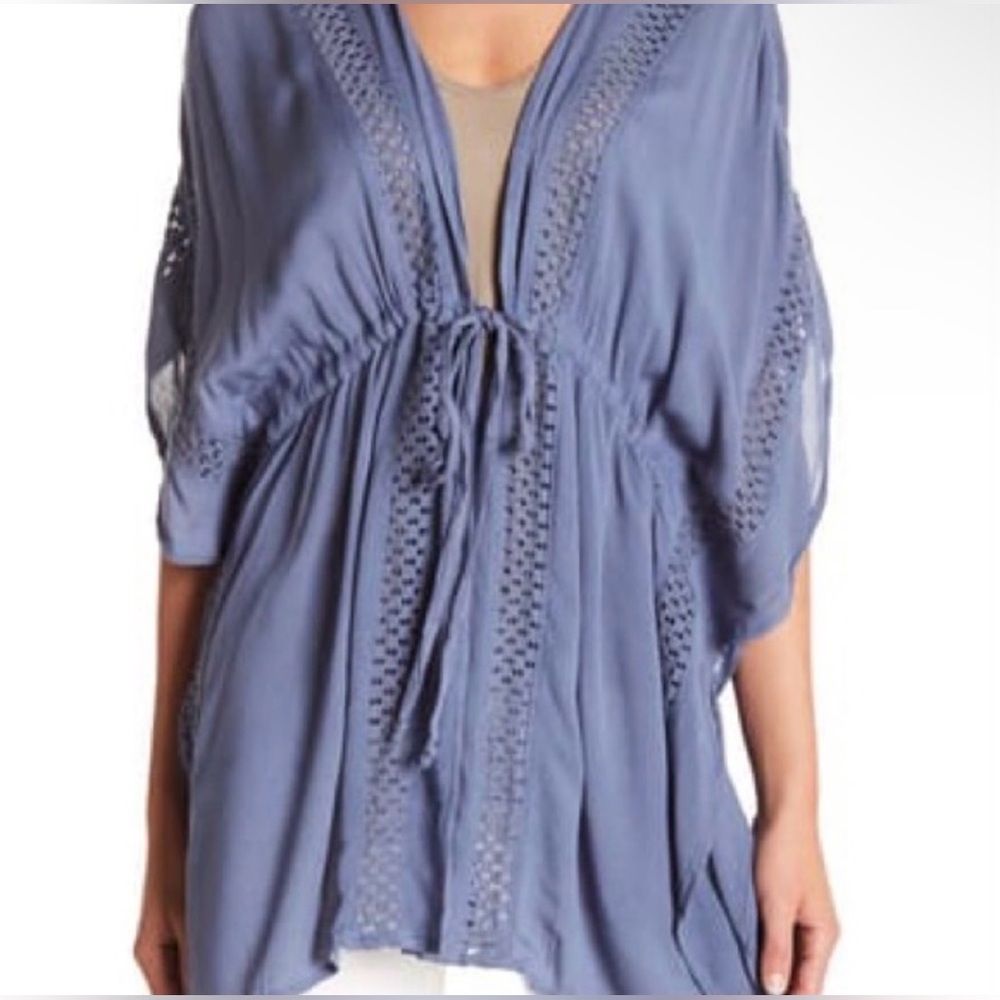 Elan is high end resortwear brand! Women's Crochet-Trim Tie-Front Top/Swim Cover